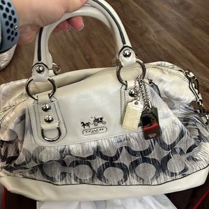 Coach op art white and blue satchel